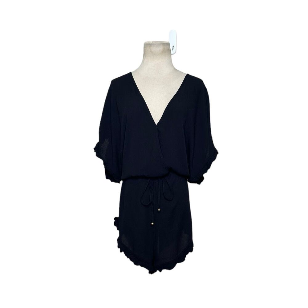 Dotti black rayon short sleeves minimalist chic romper size M